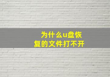 为什么u盘恢复的文件打不开