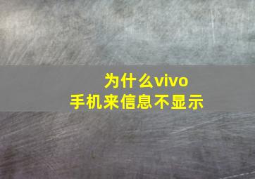 为什么vivo手机来信息不显示