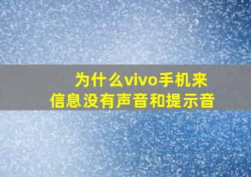 为什么vivo手机来信息没有声音和提示音