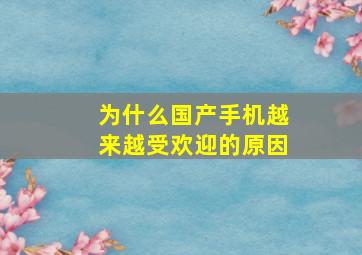 为什么国产手机越来越受欢迎的原因