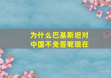 为什么巴基斯坦对中国不免签呢现在