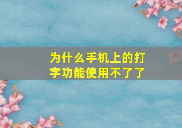 为什么手机上的打字功能使用不了了