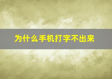 为什么手机打字不出来