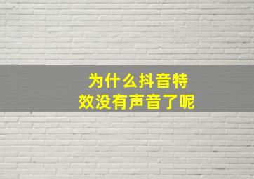 为什么抖音特效没有声音了呢