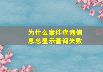 为什么案件查询信息总显示查询失败