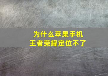 为什么苹果手机王者荣耀定位不了