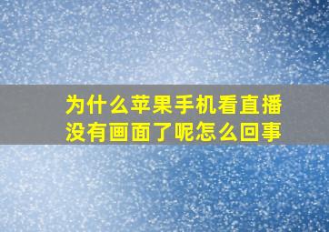 为什么苹果手机看直播没有画面了呢怎么回事