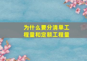 为什么要分清单工程量和定额工程量