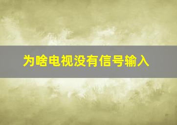 为啥电视没有信号输入