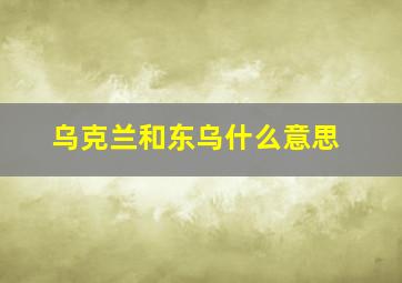 乌克兰和东乌什么意思