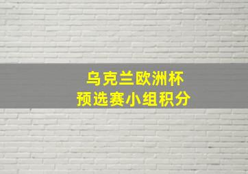 乌克兰欧洲杯预选赛小组积分