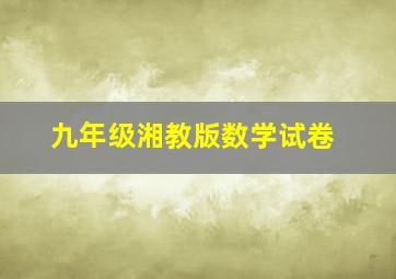 九年级湘教版数学试卷