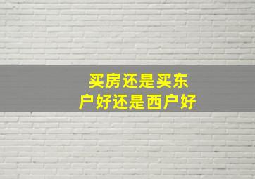 买房还是买东户好还是西户好