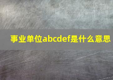 事业单位abcdef是什么意思