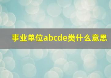 事业单位abcde类什么意思