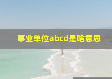 事业单位abcd是啥意思