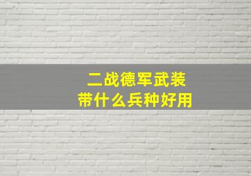 二战德军武装带什么兵种好用