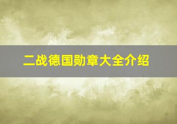 二战德国勋章大全介绍