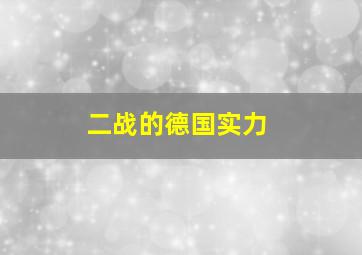 二战的德国实力