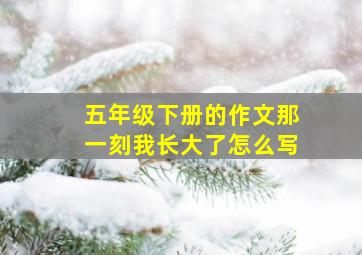 五年级下册的作文那一刻我长大了怎么写