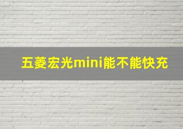 五菱宏光mini能不能快充