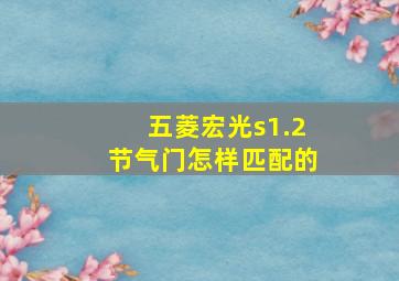 五菱宏光s1.2节气门怎样匹配的