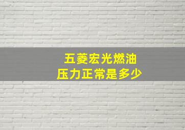 五菱宏光燃油压力正常是多少