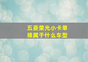 五菱荣光小卡单排属于什么车型