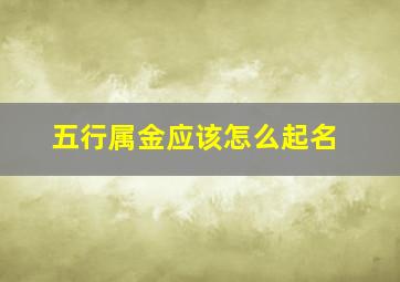 五行属金应该怎么起名