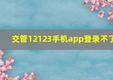 交管12123手机app登录不了