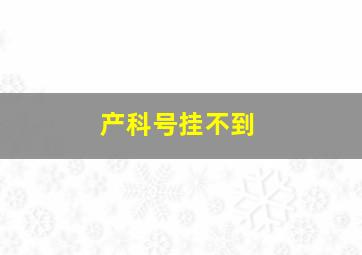 产科号挂不到