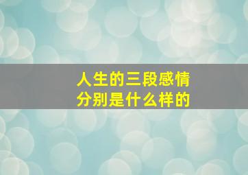 人生的三段感情分别是什么样的