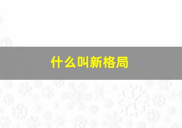 什么叫新格局