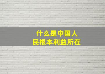 什么是中国人民根本利益所在