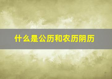 什么是公历和农历阴历