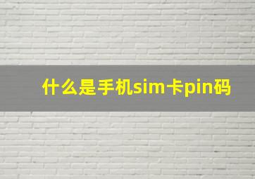 什么是手机sim卡pin码