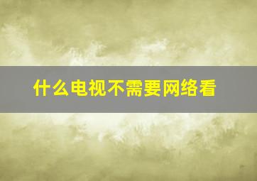 什么电视不需要网络看