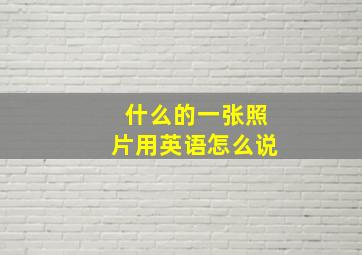 什么的一张照片用英语怎么说