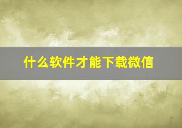 什么软件才能下载微信