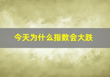 今天为什么指数会大跌