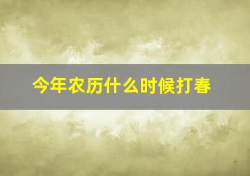 今年农历什么时候打春