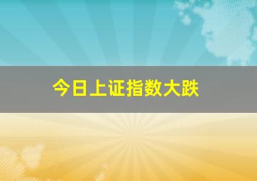 今日上证指数大跌