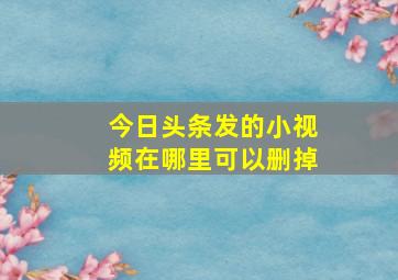 今日头条发的小视频在哪里可以删掉