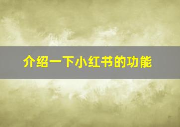 介绍一下小红书的功能