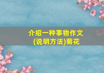 介绍一种事物作文(说明方法)菊花