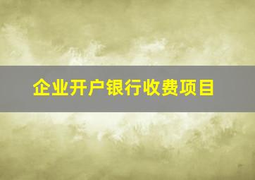 企业开户银行收费项目