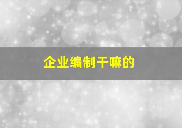 企业编制干嘛的