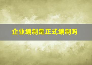 企业编制是正式编制吗