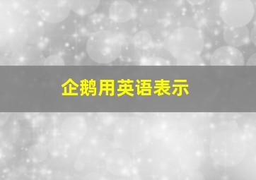 企鹅用英语表示