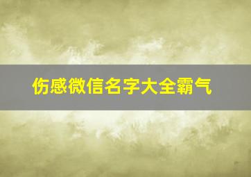 伤感微信名字大全霸气